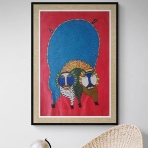 Bada Dev-2 Faced - Gond Canvas Painting