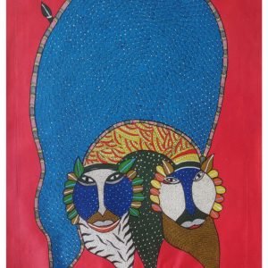 Bada Dev-2 Faced - Gond Canvas Painting