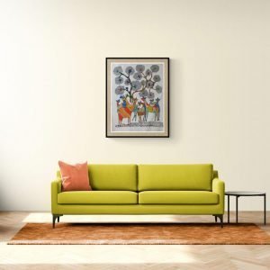 Deers under the tree- Gond Canvas Painting