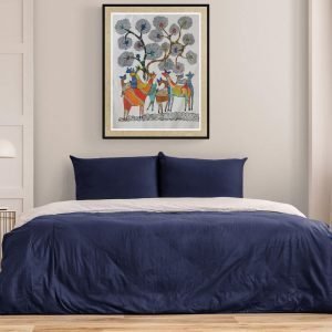 Deers under the tree- Gond Canvas Painting