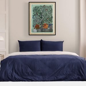 3 Elephants gond painting - Gond Canvas Painting