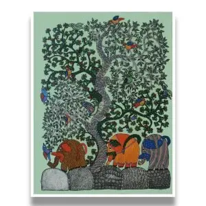 Elephants in the forest - Gond Canvas Painting