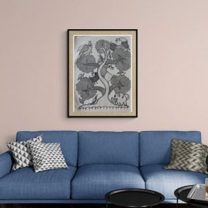 Tree Animals and Birds - Gond Canvas Painting