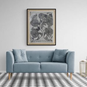 Tree Animals and Birds - Gond Canvas Painting