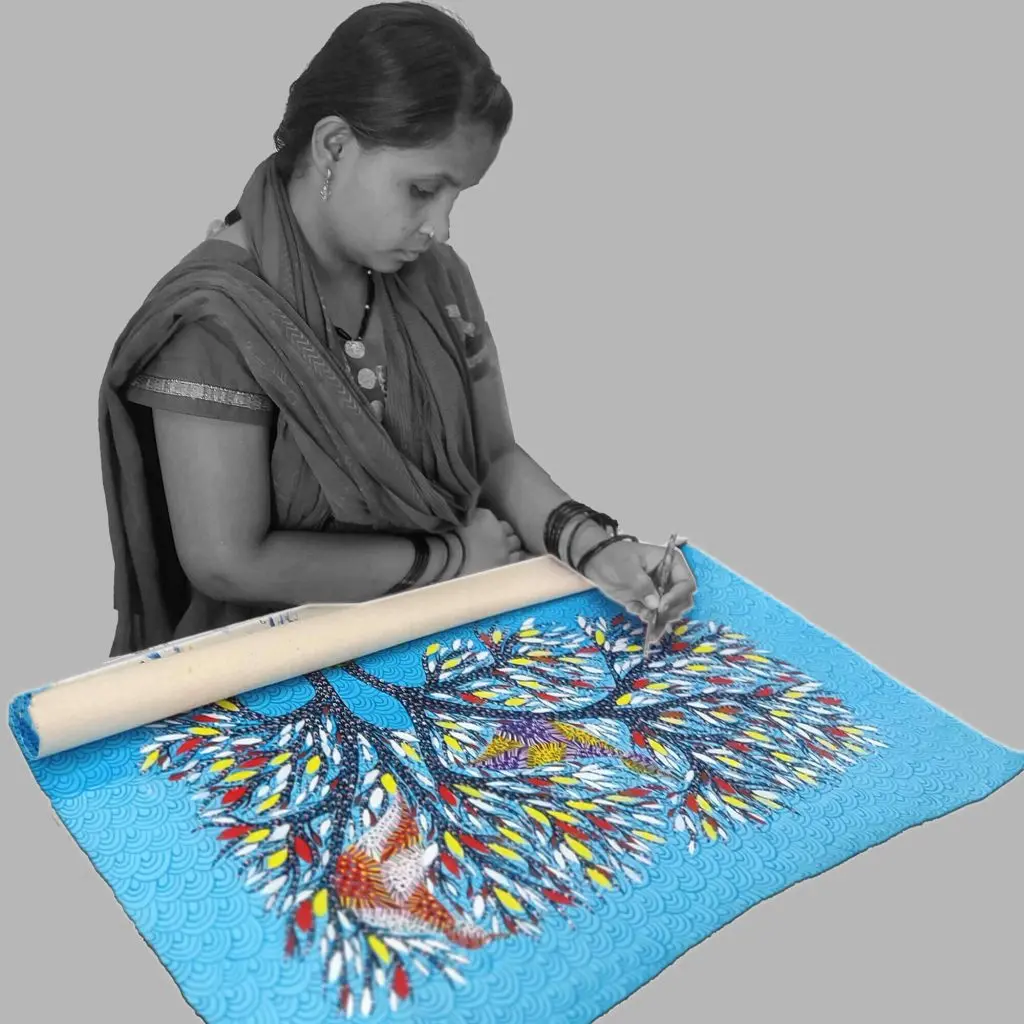 Gond artist painting