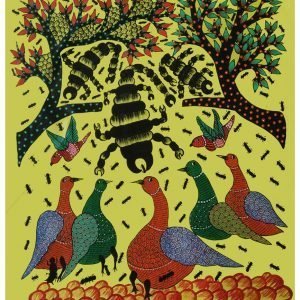Birds and Ants in the Wild - Gond Canvas Painting