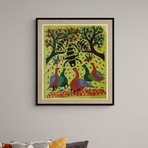 Birds and Ants in the Wild - Gond Canvas Painting