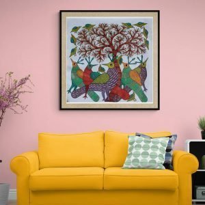 Brids Under Tree - Gond Canvas Painting