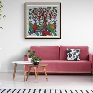 Brids Under Tree - Gond Canvas Painting