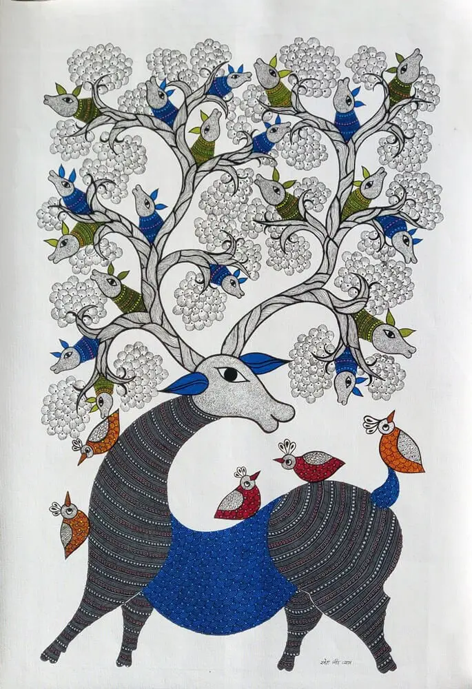 Deer - Gond Canvas Painting