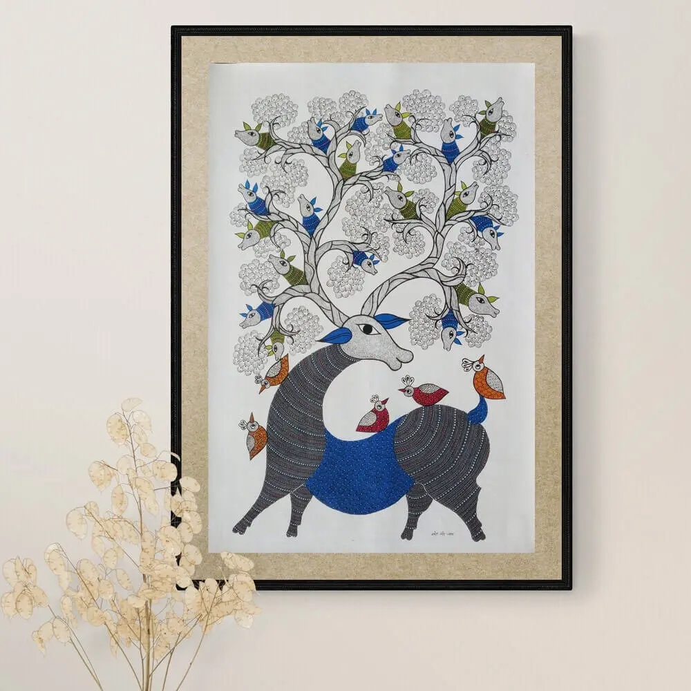Deer - Gond Canvas Painting