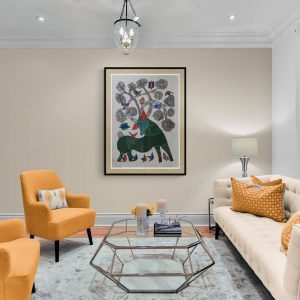 Deer Green - Gond Canvas Painting