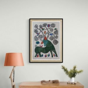 Deer Green - Gond Canvas Painting