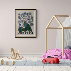 Deer Green - Gond Canvas Painting