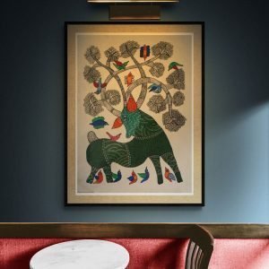 Deer Green - Gond Canvas Painting