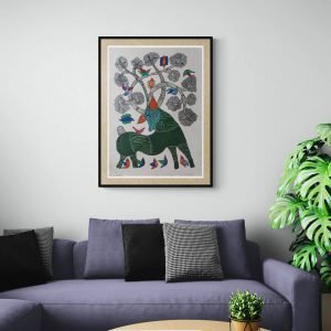 Deer Green - Gond Canvas Painting