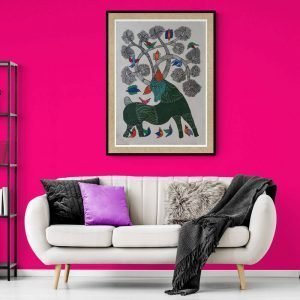 Deer Green - Gond Canvas Painting