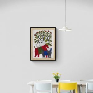 Elephant and Calf - Gond Canvas Painting
