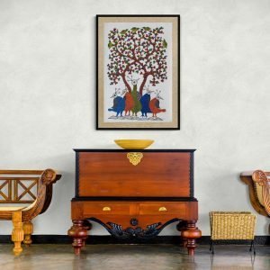 Five Birds Under the Tree - Gond Canvas Painting