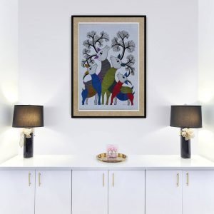 Group of Deer - Gond Canvas Painting
