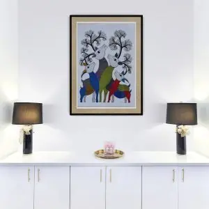Group of Deer - Gond Canvas Painting