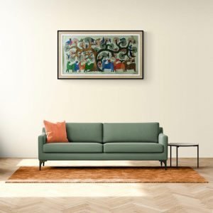 Group of Animals and Birds in Wild - Gond Canvas Painting