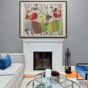 Group of Deer - Gond Canvas Painting