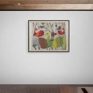 Group of Deer - Gond Canvas Painting