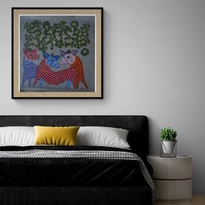 Three Deer - Gond Canvas Painting