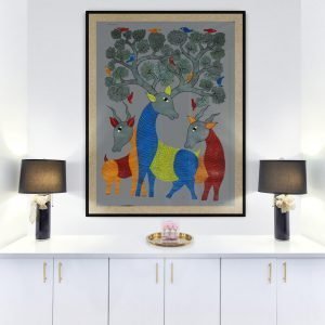 Three Deer - Gond Canvas Painting