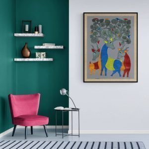 Three Deer - Gond Canvas Painting