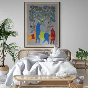 Three Deer - Gond Canvas Painting
