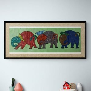 Three Elephants - Gond Canvas Painting