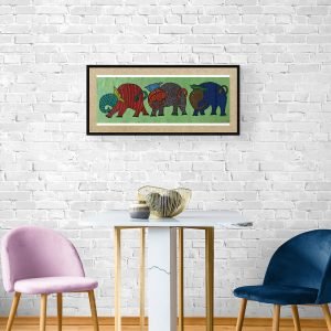 Three Elephants - Gond Canvas Painting