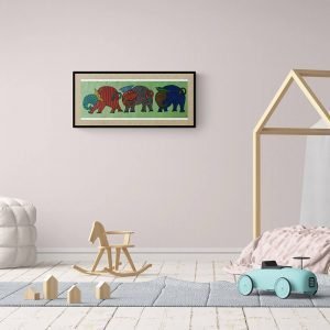 Three Elephants - Gond Canvas Painting