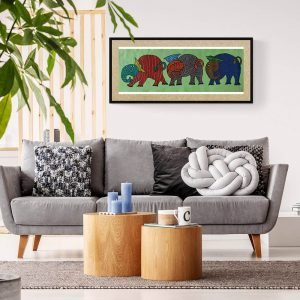 Three Elephants - Gond Canvas Painting