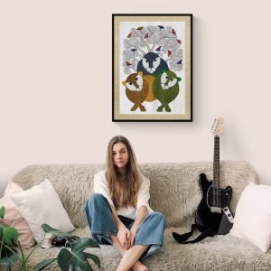 Three Tigers - Gond Canvas Painting