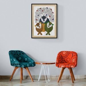 Three Tigers - Gond Canvas Painting