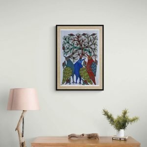 Three Birds - Gond Canvas Painting