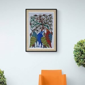Three Birds - Gond Canvas Painting