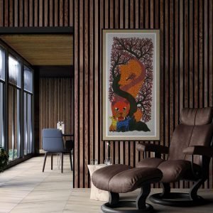 Tiger Preying Deer - Gond Canvas Painting