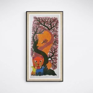 Tiger Preying Deer - Gond Canvas Painting