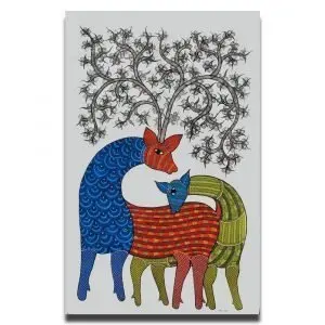 Two Deer - Gond Canvas Painting