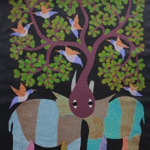 Two Elephants - Gond Canvas Painting