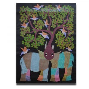 Two Elephants - Gond Canvas Painting