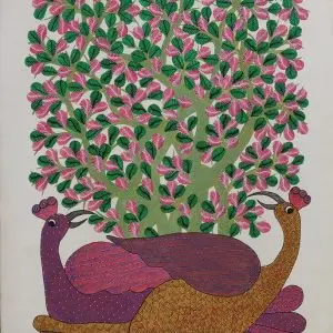 Two Peacocks - Gond Canvas Painting