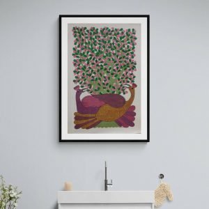 Two Peacocks - Gond Canvas Painting
