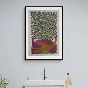 Two Peacocks - Gond Canvas Painting