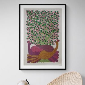 Two Peacocks - Gond Canvas Painting