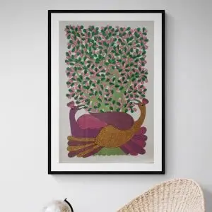 Two Peacocks - Gond Canvas Painting